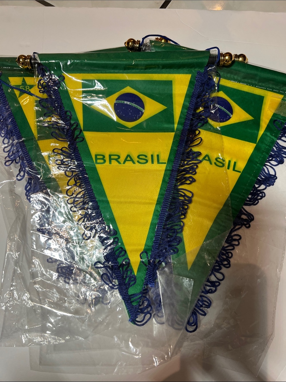 Brasil Green & Yellow Triangle Pennant Banner - Party Decoration